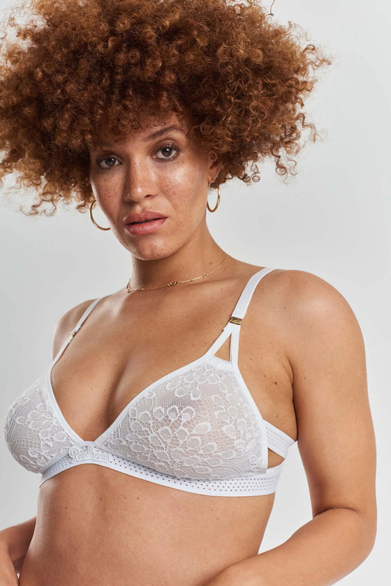 Hakea Recycled-Tulle Soft Bralette - Glacier White Peachaus