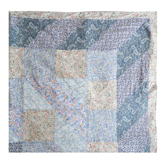 Handmade Liberty Fabric Patchwork Bedspread BLUE Coco & Wolf