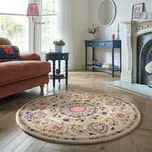  Hani Floral Wool Round Rug Dunelm