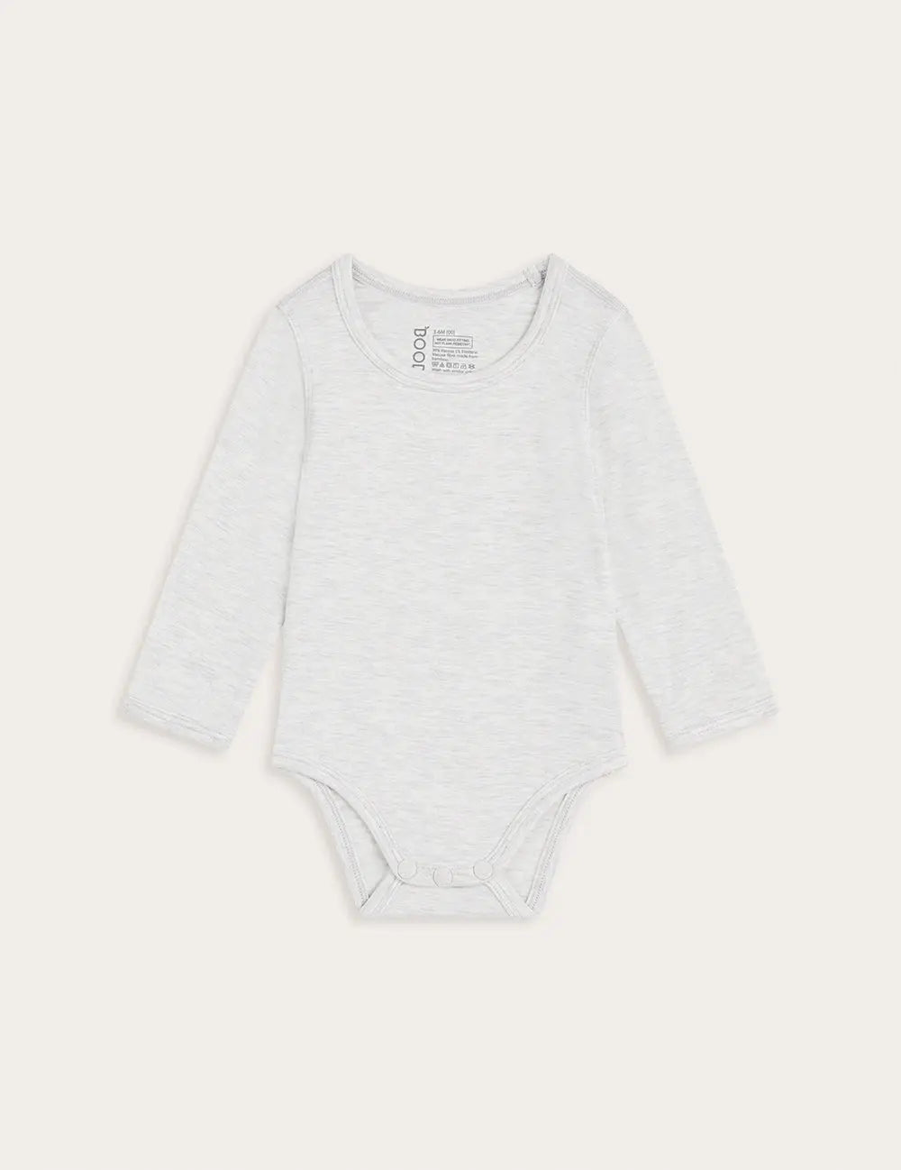 Heather Grey Baby Long Sleeve Bamboo Bodysuit Boody