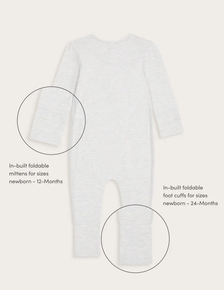 Heather Grey Baby Long Sleeve Bamboo Romper Boody