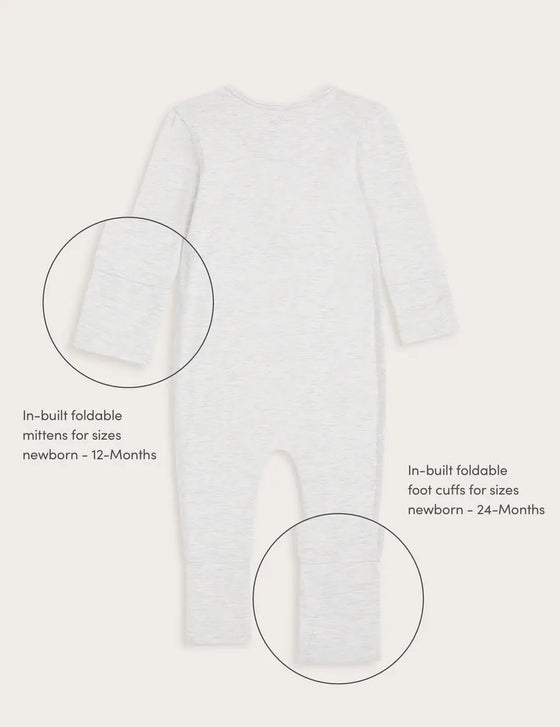 Heather Grey Baby Long Sleeve Bamboo Romper Boody