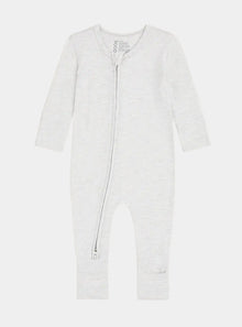  Heather Grey Baby Long Sleeve Bamboo Romper Boody