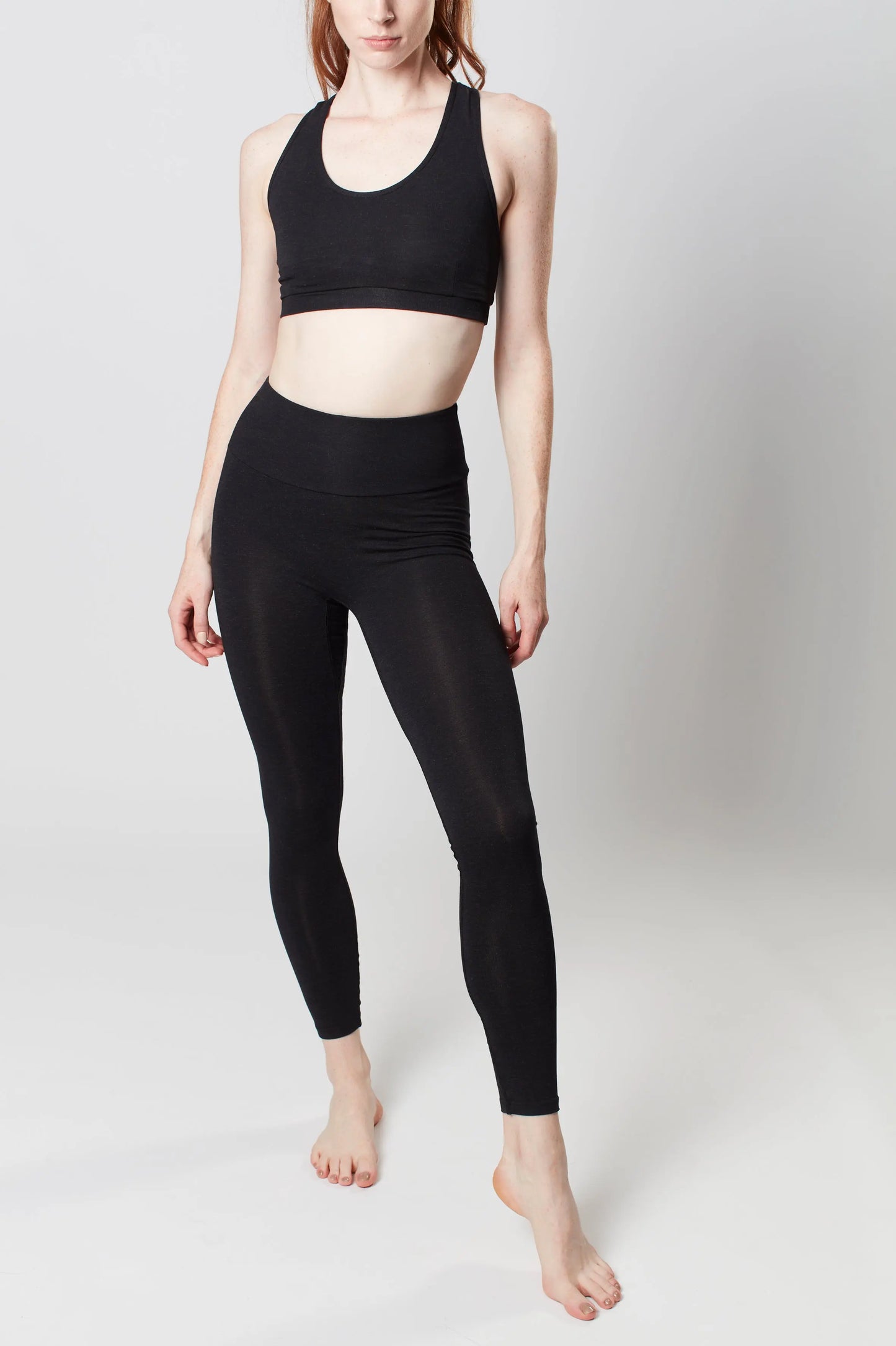 High Waisted Leggings - Marl Black Sōma Sportswear