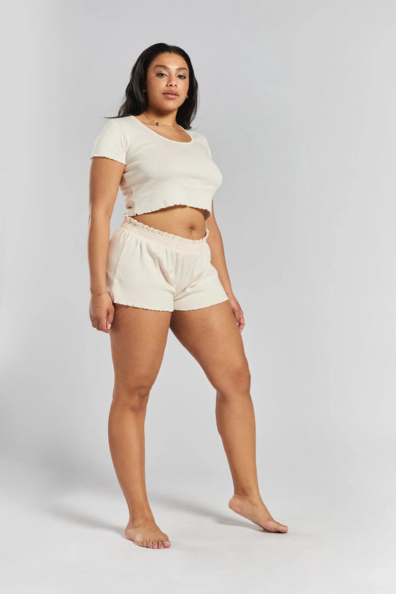 Hinoki Pointelle Ethical-Cotton Pyjama Shorts - Shoreline Peach Peachaus