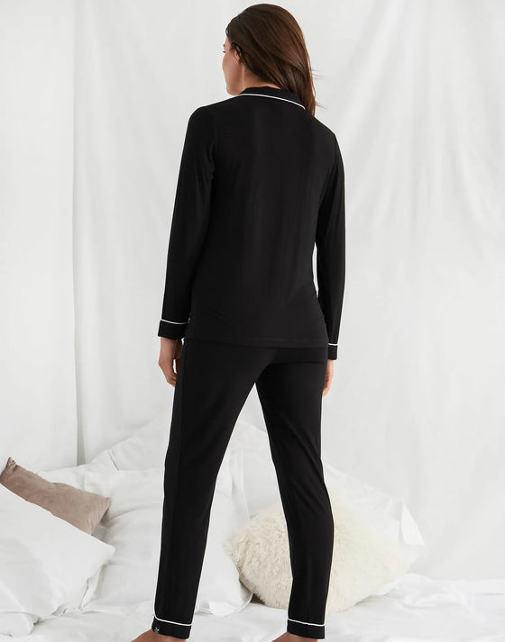 His and Hers Bamboo Pyjama Sets in Black Pretty You London