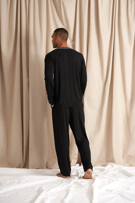 His and Hers Bamboo Pyjama Sets in Black Pretty You London