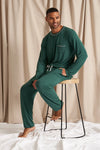 His and Hers Bamboo Pyjama Sets in Green Pretty You London