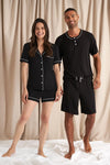 His and Hers Bamboo Short Pyjama Sets in Black Pretty You London