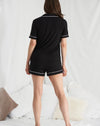 His and Hers Bamboo Short Pyjama Sets in Black Pretty You London