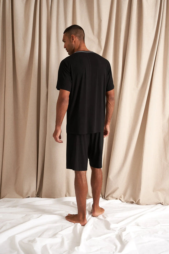 His and Hers Bamboo Short Pyjama Sets in Black Pretty You London