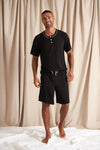 His and Hers Bamboo Short Pyjama Sets in Black Pretty You London