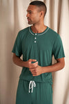 His and Hers Bamboo Short Pyjama Sets in Green Pretty You London