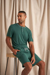 His and Hers Bamboo Short Pyjama Sets in Green Pretty You London