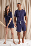 His and Hers Bamboo Short Pyjama Sets in Midnight Pretty You London