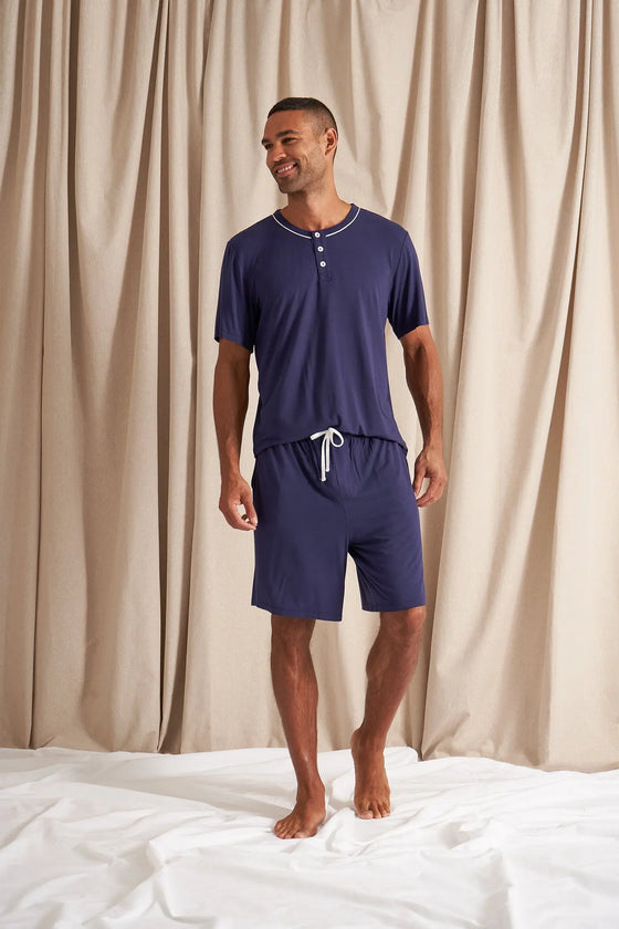 His and Hers Bamboo Short Pyjama Sets in Midnight Pretty You London