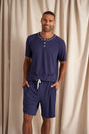 His and Hers Bamboo Short Pyjama Sets in Midnight Pretty You London