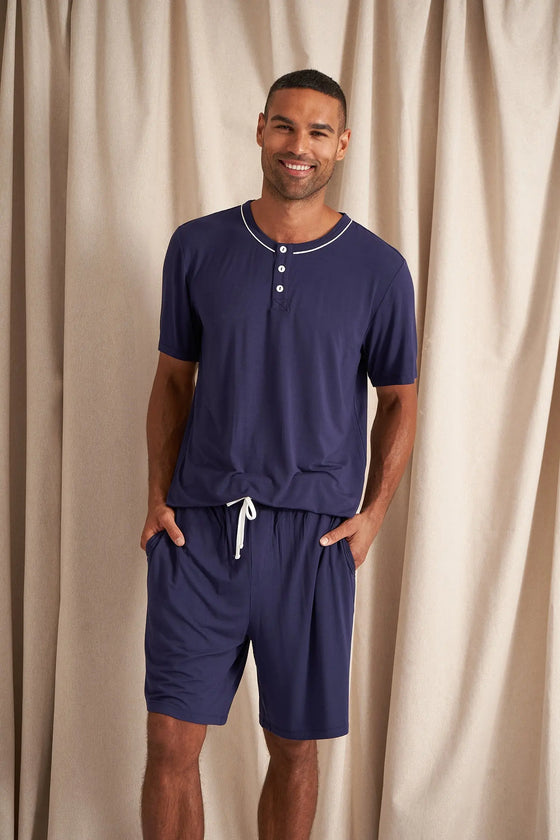 His and Hers Bamboo Short Pyjama Sets in Midnight Pretty You London