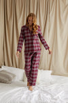 His and Hers Plaid Pyjama Sets in Bordeaux Pretty You London