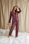 His and Hers Plaid Pyjama Sets in Bordeaux Pretty You London