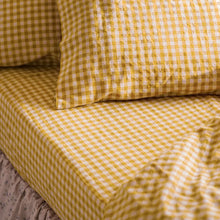  Honey Gingham Linen Blend Fitted Sheet Piglet