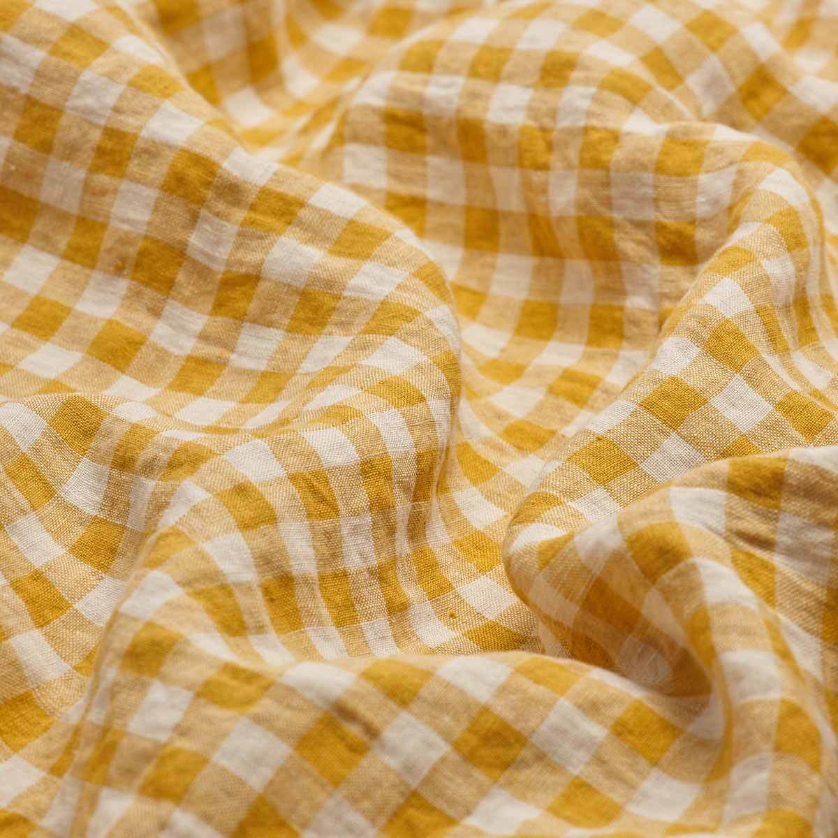 Honey Gingham Linen Blend Fitted Sheet Piglet