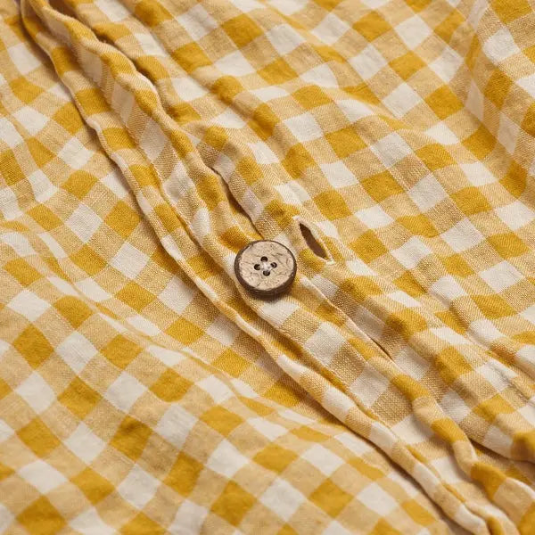 Honey Gingham Linen Duvet Cover Piglet