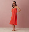 Hot Coral Alice 100% Linen Cami Nightie The Secret Linen Store