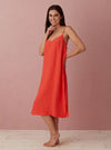 Hot Coral Alice 100% Linen Cami Nightie