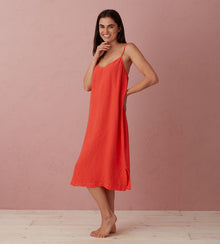  Hot Coral Alice 100% Linen Cami Nightie The Secret Linen Store