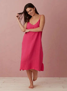  Hot Pink Alice 100% Linen Cami Nightie The Secret Linen Store