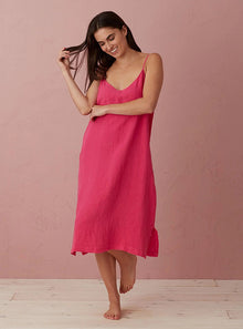  Hot Pink Alice 100% Linen Cami Nightie