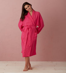  Hot Pink Layla 100% Linen Robe The Secret Linen Store