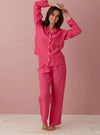 Hot Pink Polly 100% Linen Pyjama Top The Secret Linen Store