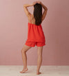 Hot Coral Lara 100% Linen Cami Top The Secret Linen Store