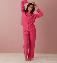  Hot Pink Polly 100% Linen Pyjama Top The Secret Linen Store