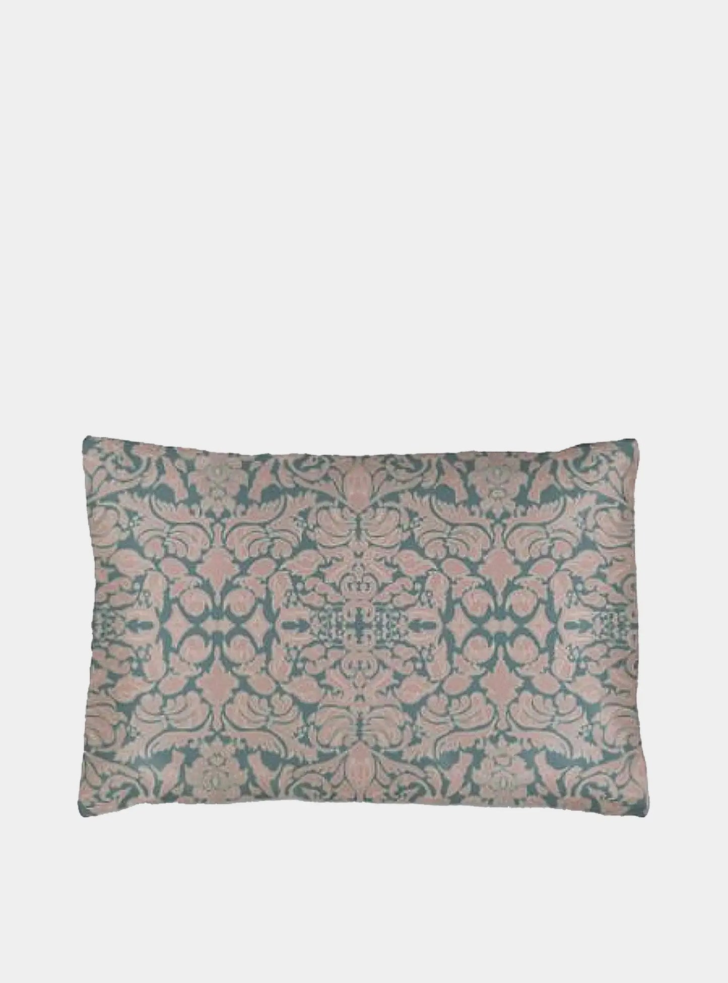 Hummingbird Damask in Pink and Sage Green Silk Pillowcase Long Studio Design