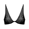 I.D. Line Deep Plunge Underwired Fine Mesh Bra Black NOKAYA