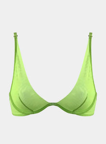  I.D. Line Deep Plunge Underwired Fine Mesh Bra Green NOKAYA