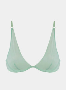  I.D. Line Deep Plunge Underwired Fine Mesh Bra Mint Cream NOKAYA