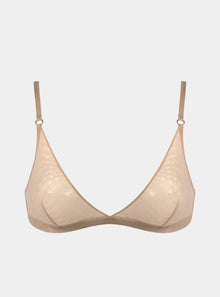  I.D. Line Deep Plunge Underwired Fine Mesh Bra Nude NOKAYA