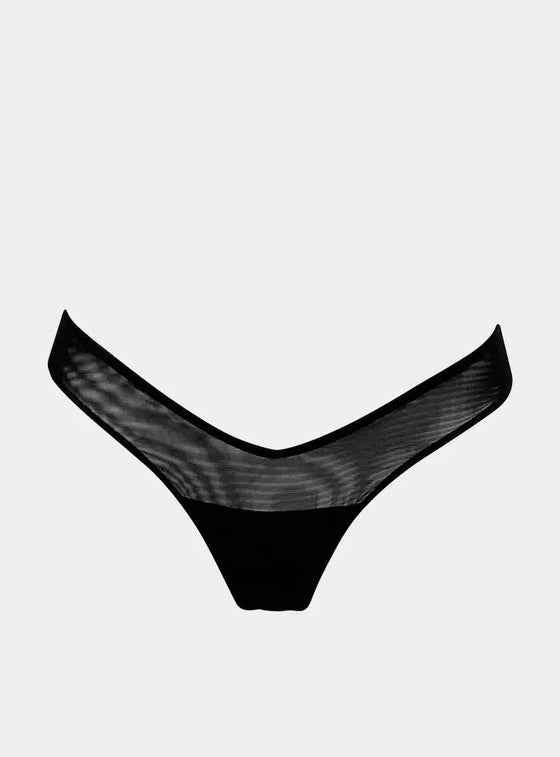 I.D. Line Fine Mesh Black V-Thong NOKAYA