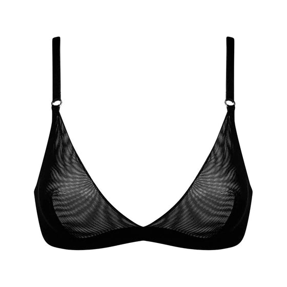 I.D. Line Soft Triangle Fine Black Mesh Bralette NOKAYA