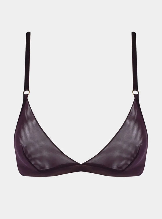 I.D. Line Soft Triangle Fine Brown Mesh Bralette NOKAYA