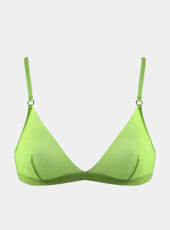 I.D. Line Soft Triangle Fine Green Mesh Bralette NOKAYA