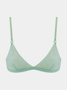  I.D. Line Soft Triangle Fine Mint Cream Mesh Bralette NOKAYA