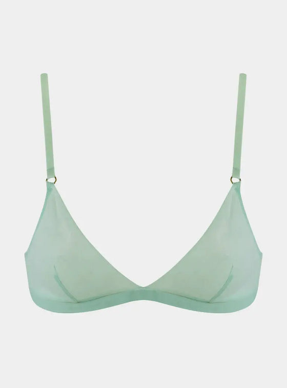 I.D. Line Soft Triangle Fine Mint Cream Mesh Bralette NOKAYA