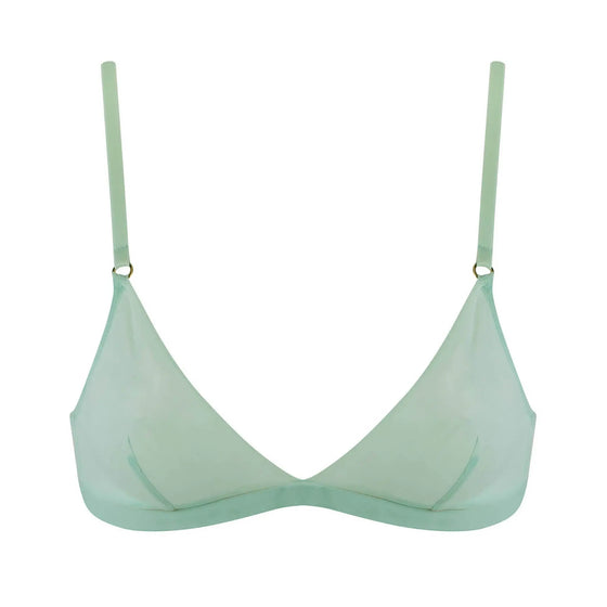 I.D. Line Soft Triangle Fine Mint Cream Mesh Bralette NOKAYA