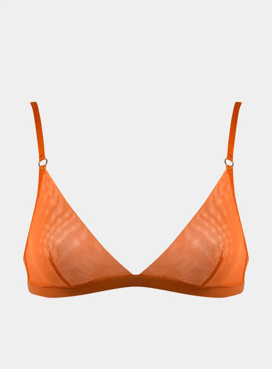 I.D. Line Soft Triangle Fine Orange Mesh Bralette NOKAYA