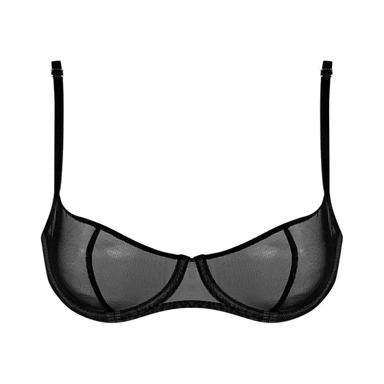 I.D. Line Underwired Fine Mesh Black Balcony Bra NOKAYA